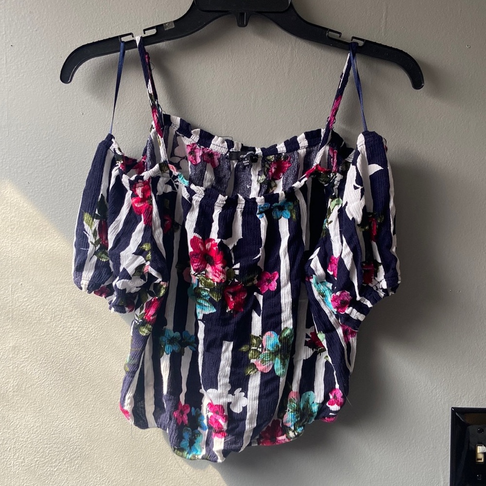 Floral tank top off the shoulder drop top